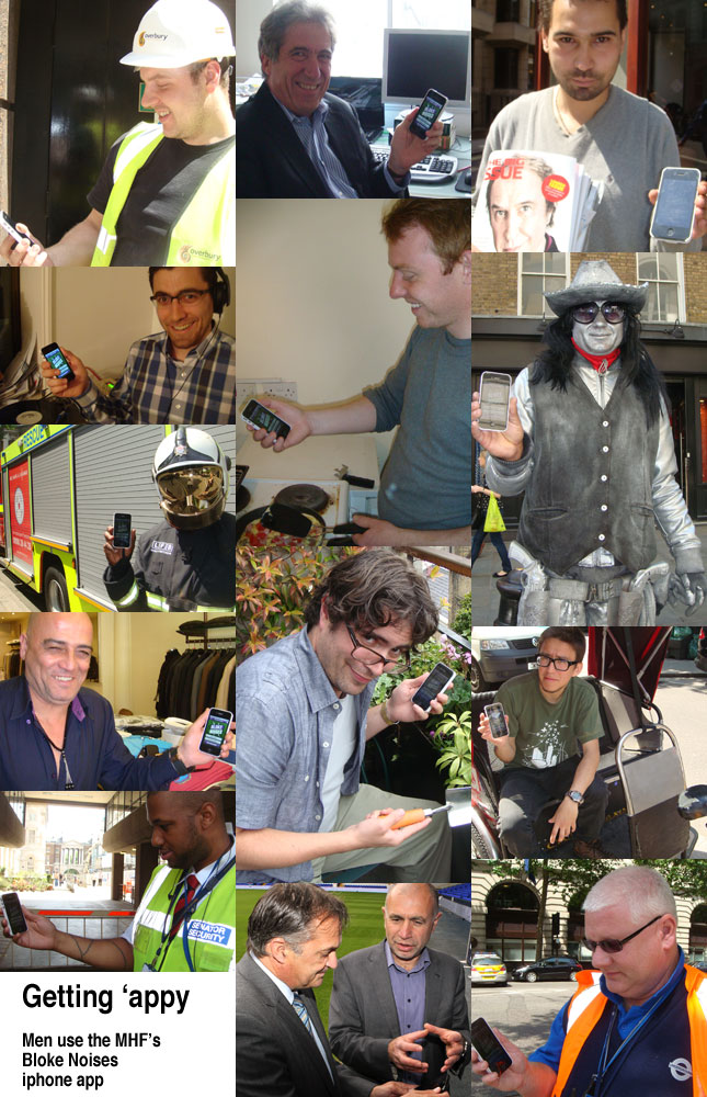 Men using the Bloke Noises iPhone app